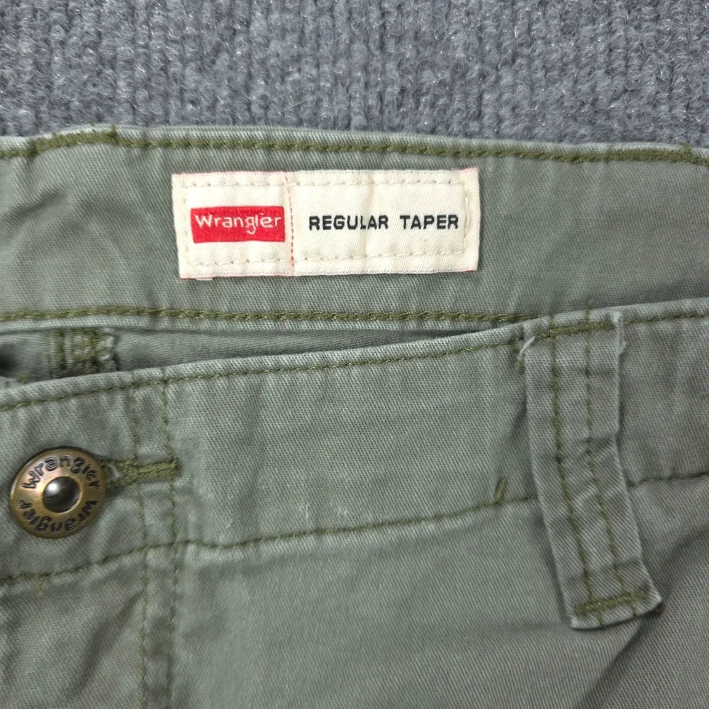 Wrangler Cargo Pants Mens 38X30 Green Regular Taper Stretch Cotton Twill
